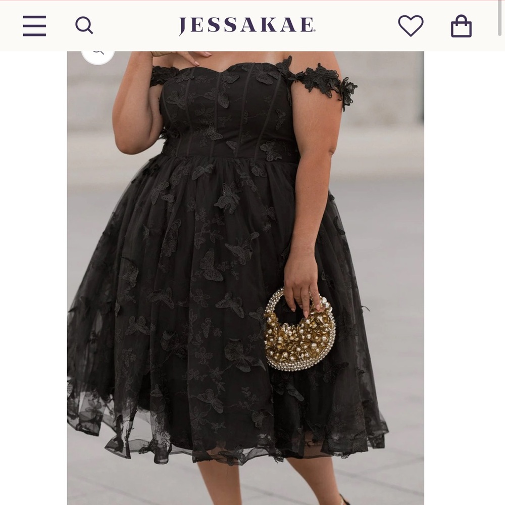 JessaKae Black Floral A-Line Corset Dress